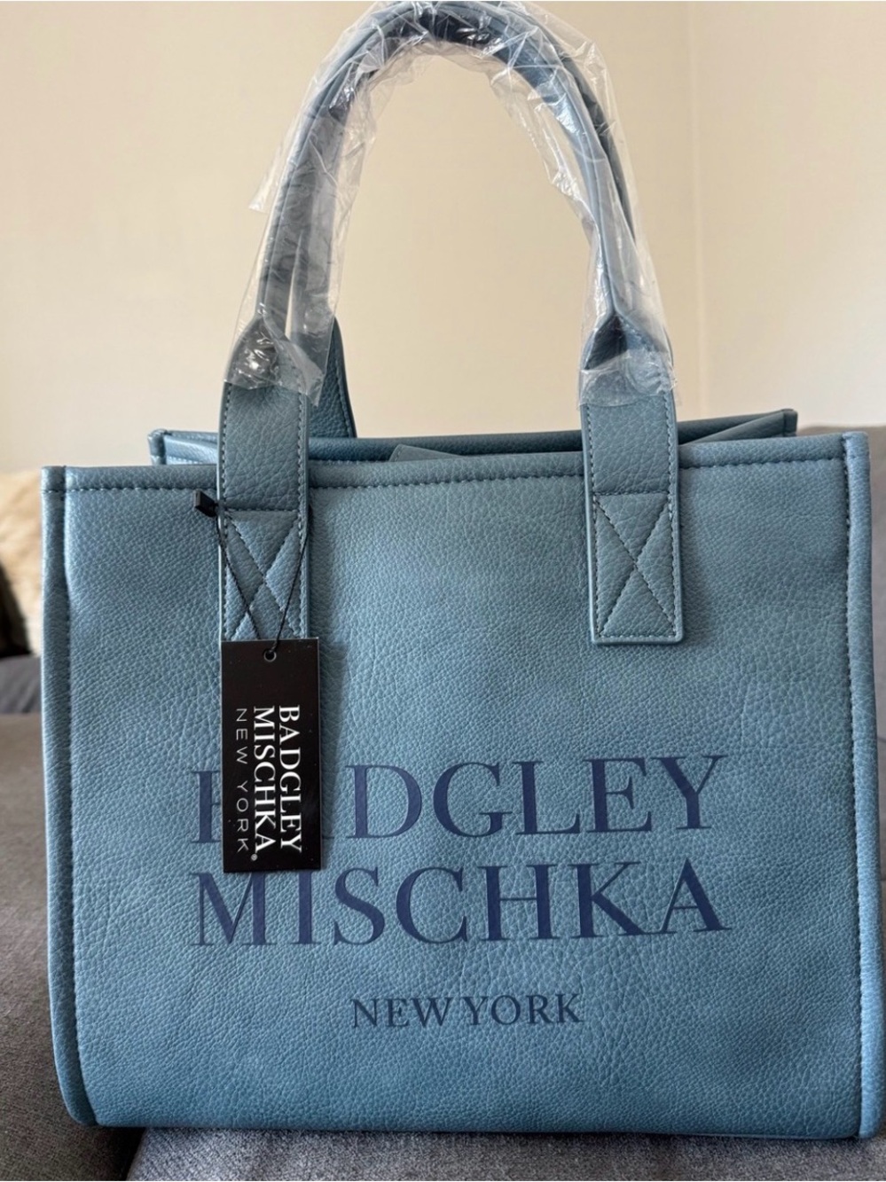 Badgley Mischka Dusty Blue Structured Tote